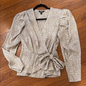 Express Polka Dot Wrap peplum Blouse